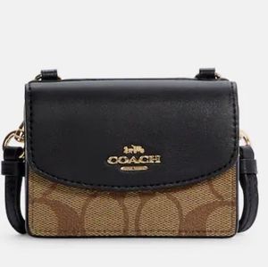 Coach Flap Card Case w/ Strap, Colorblock Canvas Crossbody Wallet ~NWT~ C5577